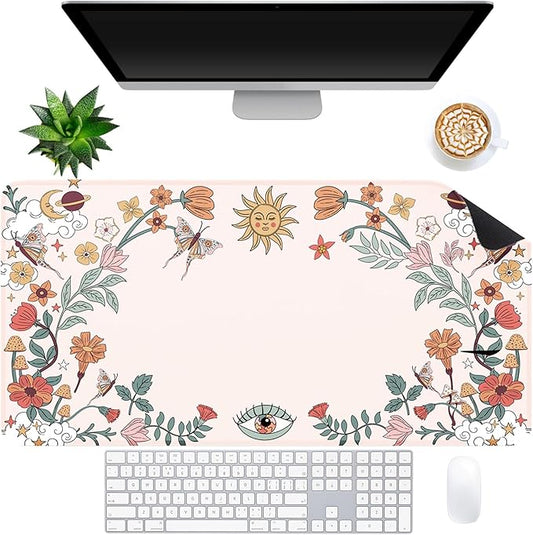Boho Desk Mat for Keyboard and Mouse，Computer Desk Matt for Desktop，Large Mouse Pad for Desk，Desk Pads on Top of Desks 15.7"" x 31.5""