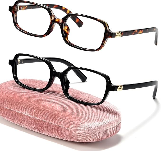 Slocyclub Square Blue Light Blocking Glasses for Women Men Vintage Rectangular Frame Eyeglasses Retro Small Square Glasses