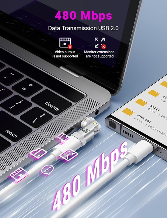 USB C Magnetic Adapter PD 240W(2Pack), 9PIN USB C 90 Degree Adapter/C Right Angle Adapters/180 Degree C Connector/C to C Adapters for 1Phone 17/16/15, Ma-Book Pro/1Pad Series, Samsung Galaxy Series