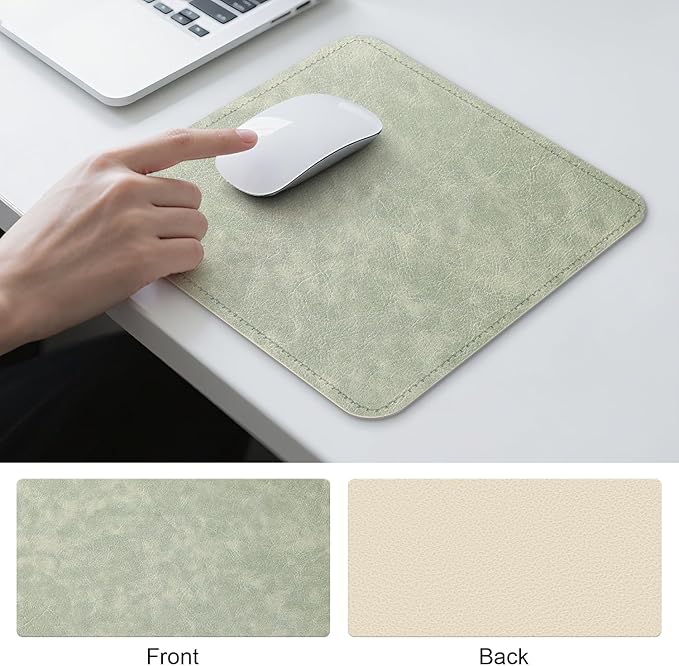 Imitation Crazy Horse Leather Desk Mat - Waterproof Desk Pad - Ideal for Large Mouse Pad and Desk Mats on Top of Desks (Light Green+White, 11"*8")