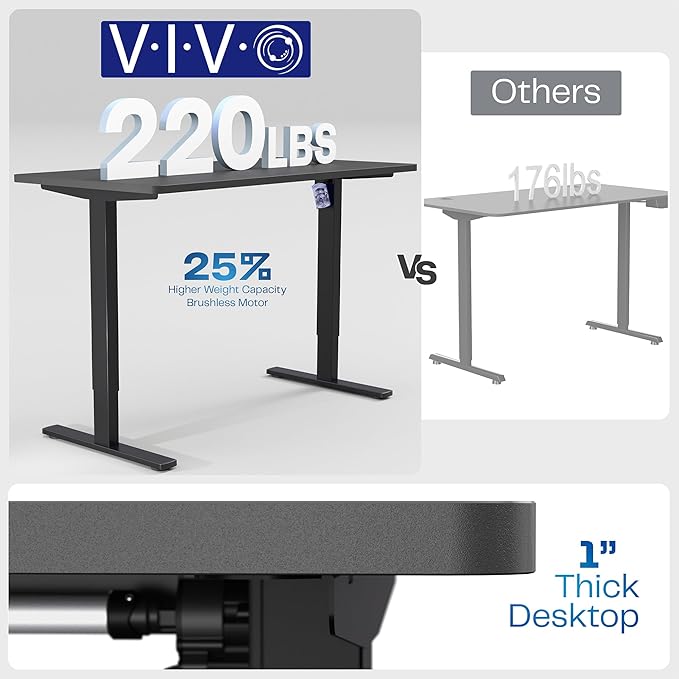 VIVO Electric 55 x 28 in Standing Desk, Memory Height Adjustment, 1B Series, Holds 220 lbs, One-Piece Dark Walnut Top, Gray Frame, DESK-KIT-1G55D