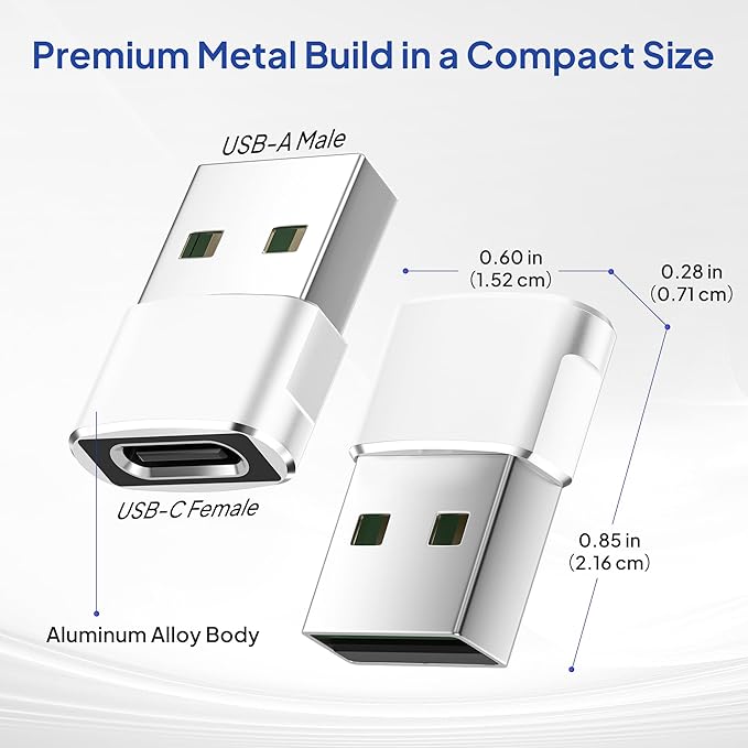 Elebase for iPhone 17 Air Pro Max Adapter,USB to USB C Adaptor 4 Pack,Type C Female to USB A Male Charger Connector for Apple 16 15 14 13,iWatch 11 10,iPad 8 8th 9 9th 10th Air 4th 5 Mini 6 Generation