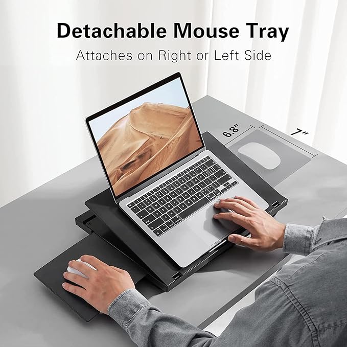 HUANUO Adjustable Lap Desk - with 6 Adjustable Angles, Detachable Mouse Pad, & Dual Cushions Laptop Stand for Car Laptop Desk, Work Table, Lap Writing Board & Drawing Desk on Sofa or Bed