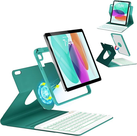 OYEEICE for iPad 11th 10th Generation Case with Keyboard - Upgraded 360 Magnetic Detachable Cover with Backlit Keyboard, Pencil Holder for iPad 11-inch A16 2025 10th Gen 10.9 inch - Teal