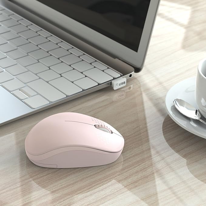 seenda Wireless Mouse for Laptop, 2.4G Noiseless Mouse with USB Receiver - Optical Tracking Portable Computer Mice for Chromebook, PC, Tablet, Windows System, 24 Months Battery Life - Pink
