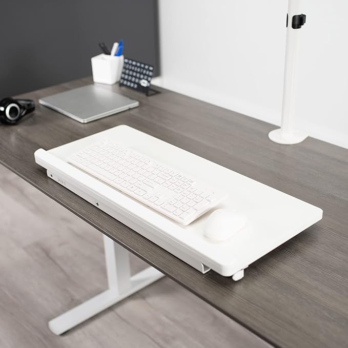 VIVO Single Top 27 inch Heavy-Duty Scissors Lift Keyboard and Mouse Riser, Designed for Ergonomic Sit Stand Workstations, White, DESK-V000PW