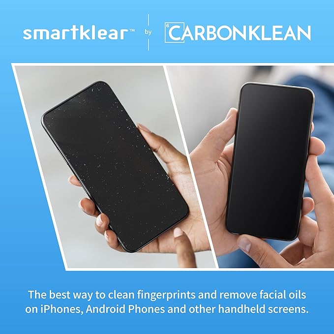 CarbonKlean SmartKlear Smart Phone Screen Cleaner - Compatible with iPhones, Androids, and More - Cleaner with Carbon Microfiber Tech-Black Rubber & Silver Metallic-1 Count (Pack of 1)