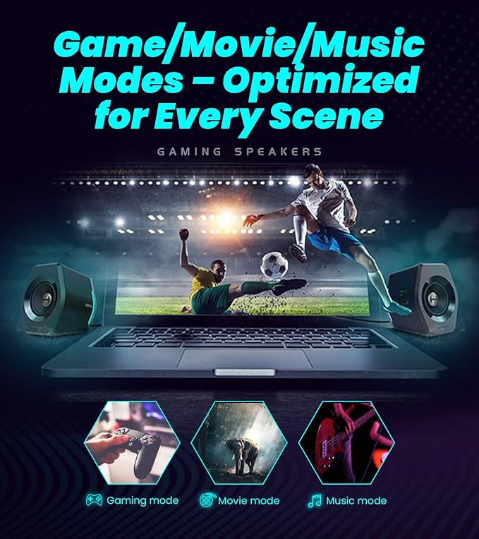 Edifier G2000 RGB Gaming Speakers, 32W Peak Power, Compact Design for PC/PS4/Desktop, Bluetooth 5.1, 3.5mm AUX, Game/Movie/Music Modes, 12 RGB Lighting Effects - Red