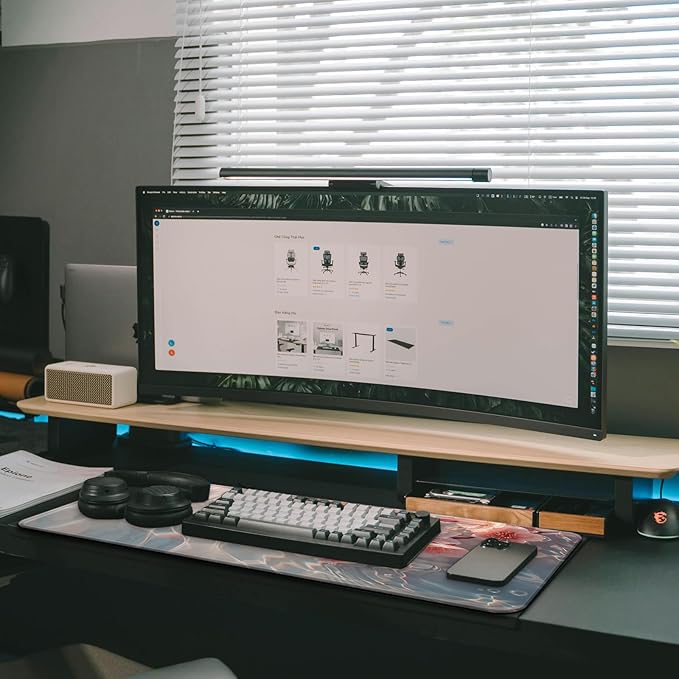 Large Computer Mouse Pad with Non-Slip Base for Desktop, Cute Gaming Mouse Mat with Stitched Edges, Long Extended Anime Mousepad for Laptop, 31.5 x 11.8 inches (Pink Cherry Blossoms)