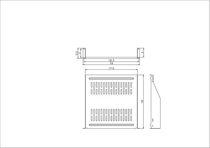 RAISING ELECTRONICS 1 Pack 19inch Vented Steel 2 Space 2U Rack Mount Cantilever Network Shelf 18inch Deep