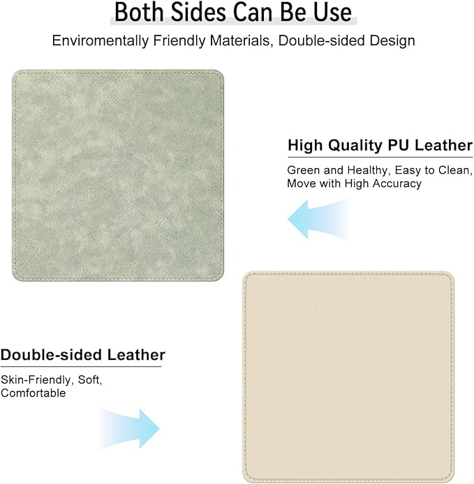 Imitation Crazy Horse Leather Desk Mat - Waterproof Desk Pad - Ideal for Large Mouse Pad and Desk Mats on Top of Desks (Light Green+White, 11"*8")