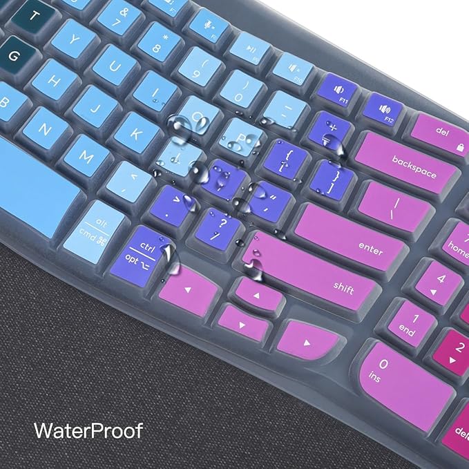 Keyboard Cover Skin for Logitech Wave Keys MK670 Combo Keyboard Skin, Logitech Wave Keys Wireless Ergonomic Keyboard Cover Protector Skin, Waves Key MK670 Accessories, Rainbow