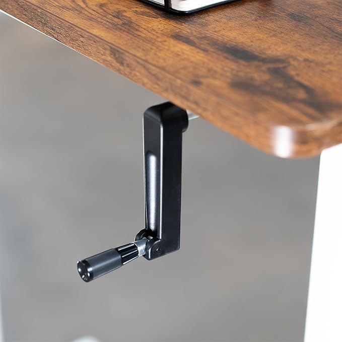 VIVO Compact Hand Crank Stand Up Desk Frame for 37 to 77 inch Table Tops, Ergonomic Standing Height Adjustable Base with Foldable Handle, White, DESK-M051MW