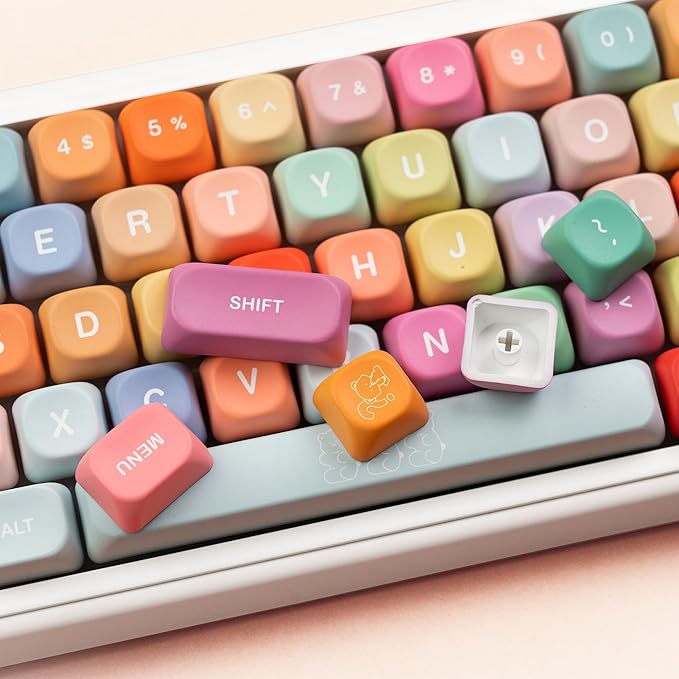 dagaladoo Cute Candy PBT Keycaps, Gunmy Bear MOA Keycaps Dye-Sublimation,Colorful Custom Keyboard Key caps Set for 100% 75% 65% 60% TKL US Layout Mechanical Keyboard