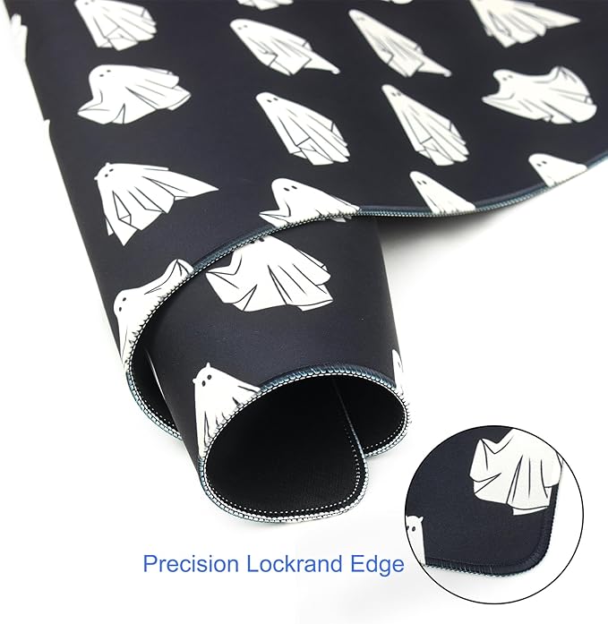 EOBTAIN Halloween Gaming Mouse Pad,Cute Ghost Large Desk Mat for Keyboard and Mouse,XXL Extended Computer Mat Non Slip Rubber Base,Waterproof Mousepad for Office,Desk Protector,31.5x15.7 Inch,Black