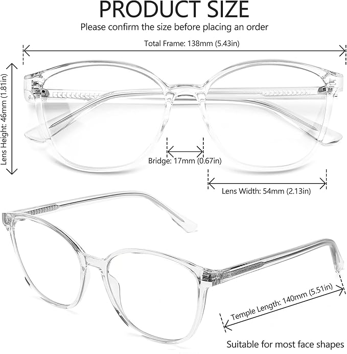 Women's Blue Light Blocking Glasses, TR90 Frame Computer Gaming Glasses Anti Eyestrain & UV Glare RF6208