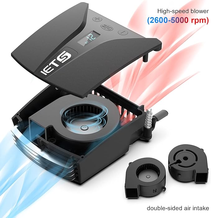 GT202UB vacuum laptop fan cooler With temperature display, intelligent temperature measurement cooling, 13 wind speed (2600-5000RPM turbo fan),Perfect for Rapid Cooling of gaming laptop