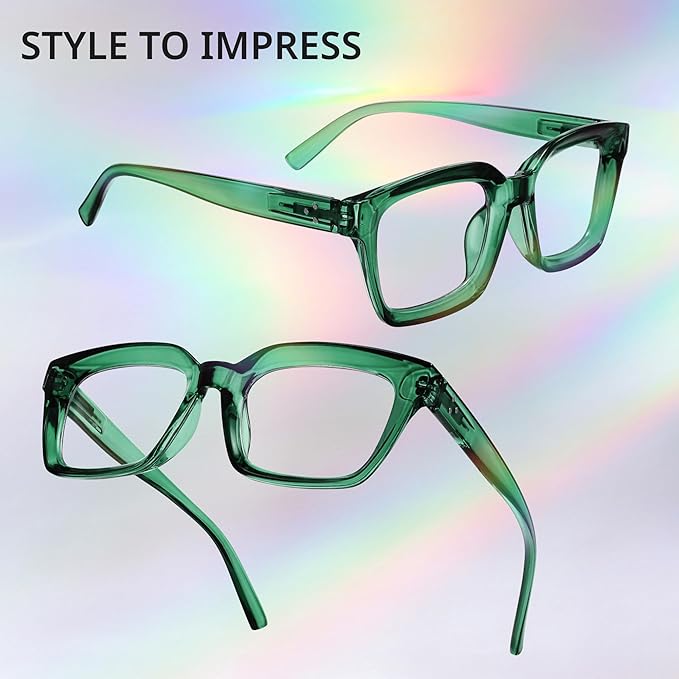 IBOANN Oversized Blue Light Glasses for Woman, Funky Fashion Glasses With Preppy Look, Reduce Screen Fatigue Computer Glasses