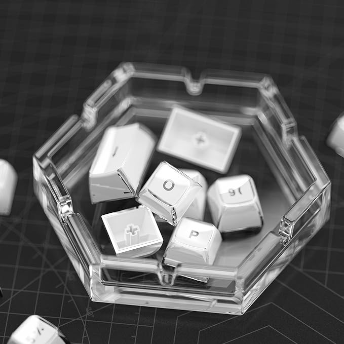 XVX White Crystal Jelly Keycaps, Clear Translucent Keyboard Keycaps OEM Profile Keycap Set Compatible with 61/68/84/87/98/100 ANSI Layout MX Switches Mechanical Keyboard