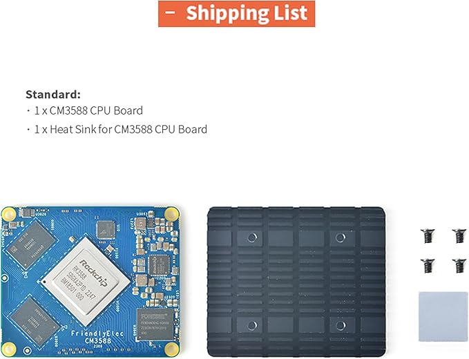 WayPonEV CM3588 NAS Network Storage CPU Module, 4/8/16/32GB RAM, up to 256GB eMMC, 8-core Rockchip RK3588 Chip – 6.0TOPS NPU for Cloud Server, Laptop Alternatives and AI Deep Learning (8+64GB Module)