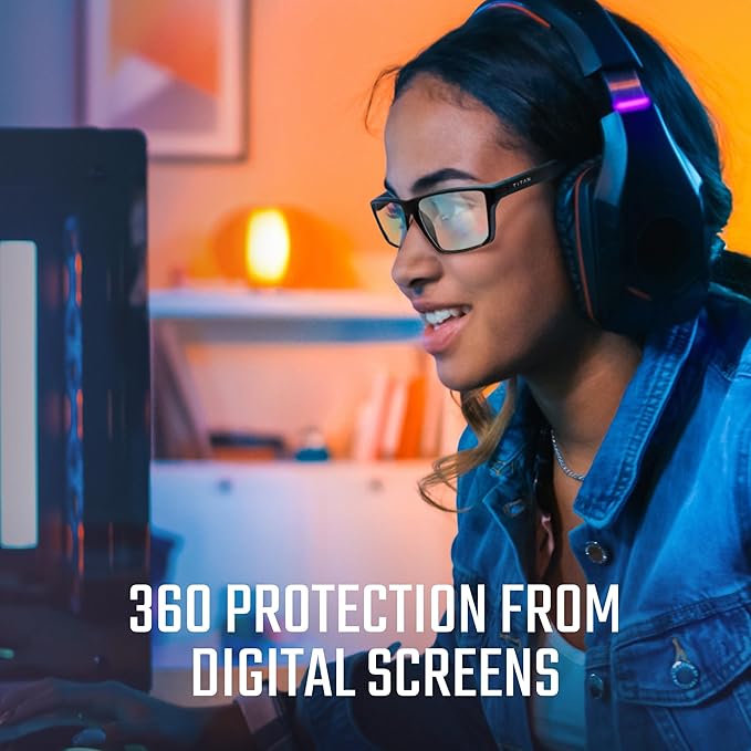 Titan Gaming Glasses, Blue Light Blocking, Night Driving Glasses for Men, Computer Protection, Gift for Gamers