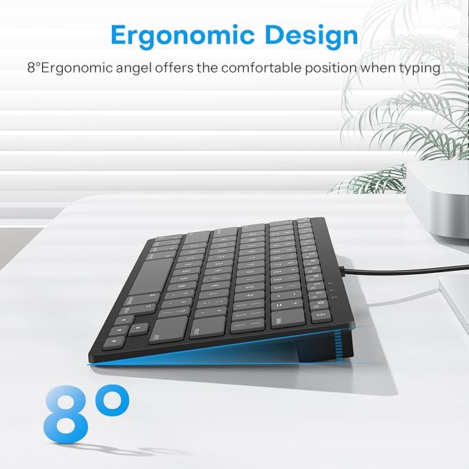 OMOTON Wired Keyboard for Mac Devices ONLY with Dual Interface, Comfortable Typing Angle & Stable Connection, Compatible with MacBook, iMac, Mac mini, PC-Graphite Black & Gray