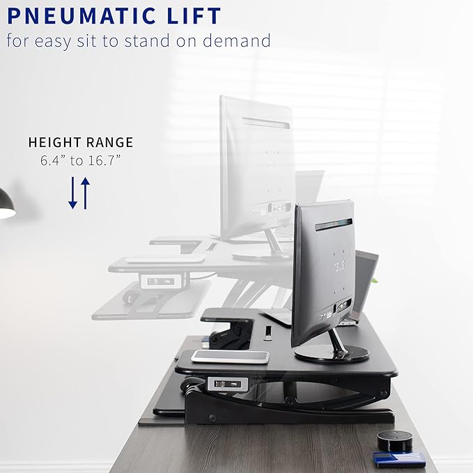 VIVO 42 inch Electric Height Adjustable Stand Up Desk Converter, VE Series, Sit to Stand Tabletop Dual Monitor Riser with USB Port, Black, DESK-V000VLE