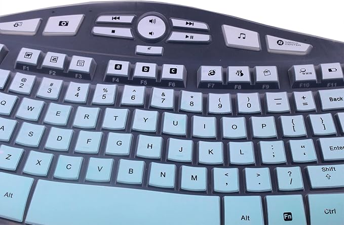 Ultra Thin Desktop PC Silicone Keyboard Cover Skin Protector Compatible with Logitech K350 MK550 MK570 Wireless Wave Keyboard (NOT for Other Desktop Keyboards) (Gradient Mint)