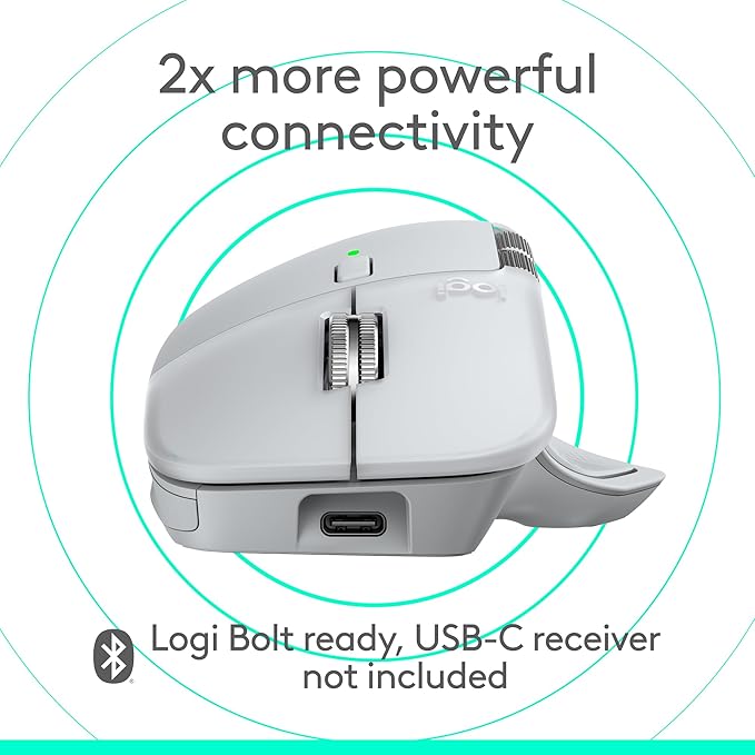 Logitech MX Master 4 for Mac, Ergonomic Bluetooth Mouse with Advanced Performance Haptic Feedback, Ultra-Fast Scrolling, USB-C Charging, MacOS, iPadOS, Windows - White Silver