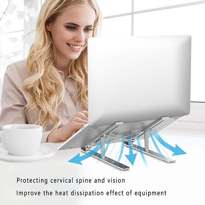 T Legend Laptop Stand for Desk,Very Portable and use Anywhere,Compatible with 9-15 inch Laptops(Plastic-White)