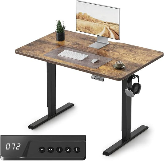 FEZIBO Electric Standing Desk Adjustable Height, 40 x 24 Inch Sit and Stand Desk, Home Office Desk, Ergonomic Workstation Computer Desk, Rustic Brown