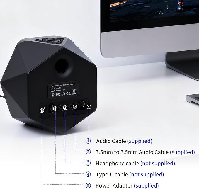 PC Gaming Speakers Maximum 50W for Laptop Mac Desktop Computer Woofer Speakers Bluetooth USB AUX Inputs RGB Lights Multimedia Speakers