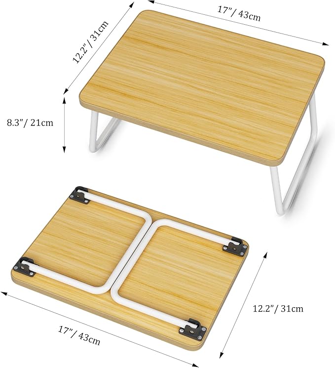 Lap Desks Laptop Tray for Bed or Couch, Breakfast Serving Tray with Folding Legs,Portable & Lightweight Mini Table, Laptop Stand for Working, Reading and Writing,Beige