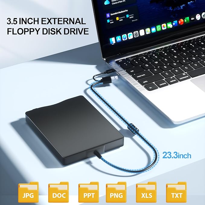 Floppy Disk Reader, 3.5 inch External Floppy Disk Drive with USB Type-C, Portable FDD Floppy Disk Drive for Laptop PC Windows 11/10/8/7/2000/XP