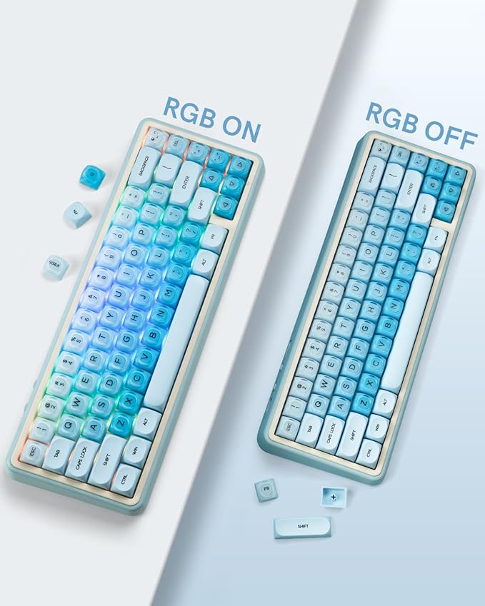 132 Keys PBT Keycaps, Jelly Keycaps Cute Custom Creamy Key caps MOA Profile for 61/68/84/87/98/100 Cherry Gateron MX Mechanical Keyboards, Blue