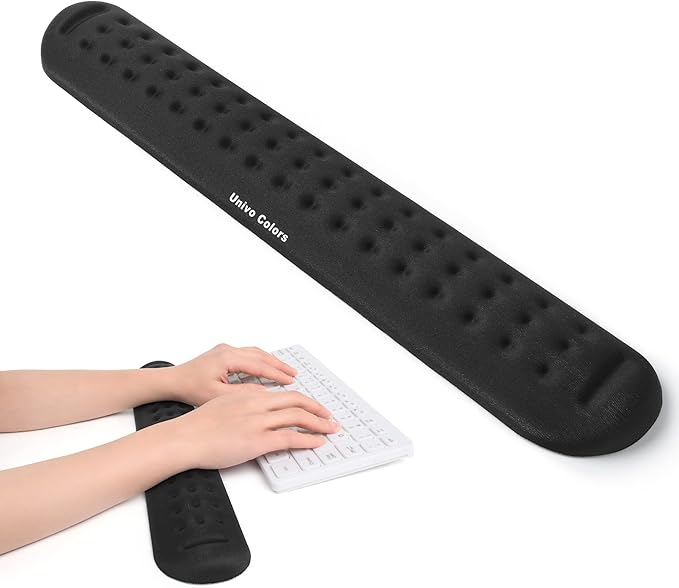 Univo Colors Black Superfine Memory Foam Keyboard Wrist Rest Soft Gel Ergonomic Wrist Support Pad for Computer, Laptop, Office, Gaming, Typing
