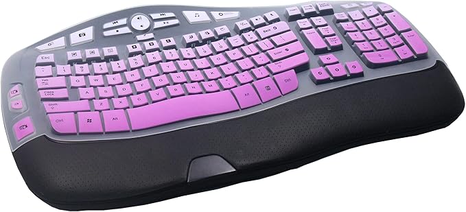 Silicone Keyboard Skin Cover Compatible for Logitech K350 MK550 MK570 Wireless Wave Keyboard, Logitech K350 MK550 MK570 Keyboard Skin (Ombre Purple)