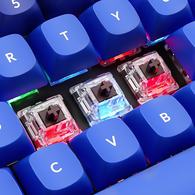 Keychron Q7 Wired Custom Mechanical Keyboard, 70% Layout QMK/VIA Programmable Macro with Hot-swappable Gateron G Pro Red Switch Double Gasket Compatible with Mac Windows Linux - Navy Blue A
