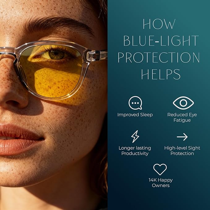 Blue Light Blocking Glasses - Anti Eye Strain Glasses for Gaming, Reading & Computer - Comfort Eyewear for Women & Men