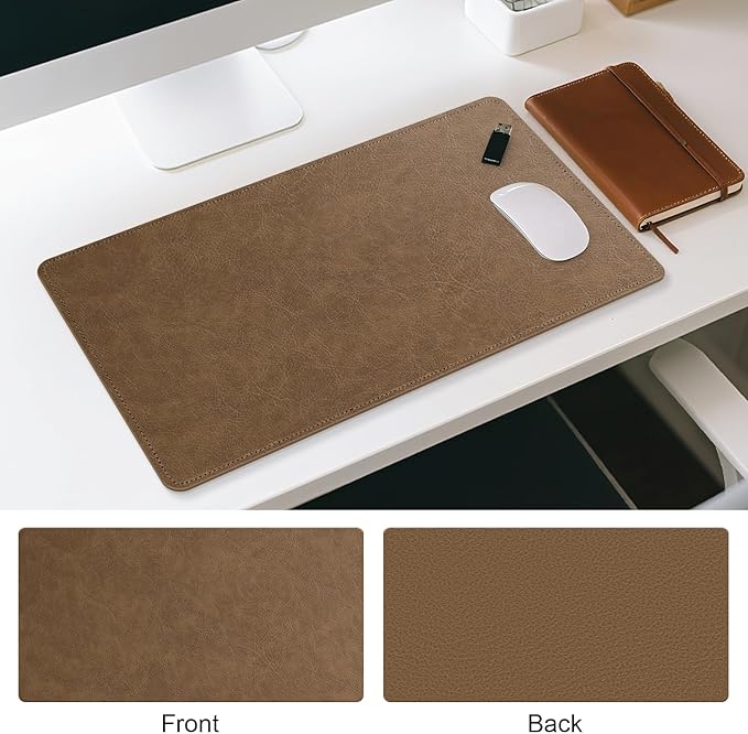 Imitation Crazy Horse Leather Desk Mat - Waterproof Desk Pad - Ideal for Large Mouse Pad and Desk Mats on Top of Desks (Camel+Camel, 33"*13")