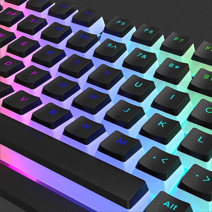 Womier Pudding Keycaps, PBT Shine Through Keycaps 165 Keys Set Custom Key caps Set OEM Profile, Universal Compatiability for 100%, 75%, 65%, 60% Keyboard-Black