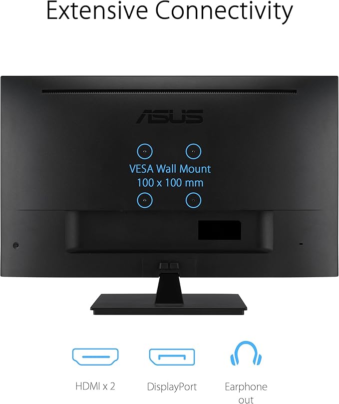 ASUS 31.5” 4K HDR Eye Care Monitor (VP327Q) – UHD (3840 x 2160), 99% sRGB, HDR-10, Adaptive-Sync, Speakers, DisplayPort, HDMI, Flicker Free, Blue Light Filter, VESA Mountable,Black
