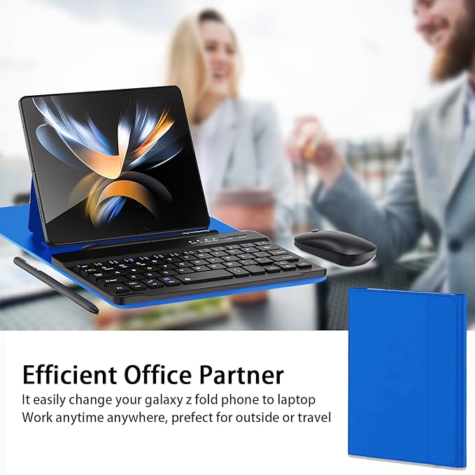 for Samsung Galaxy Z Fold 7 6 5 Keyboard and Mouse, Portable Mini Bluetooth Keyboard with Leather Case and Capacitive Pen, 4 in 1 Travel Set for Z Trifold Fold7 Accessories