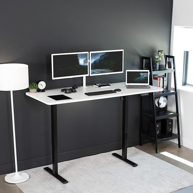 VIVO Electric 71 x 30 in Standing Desk, Memory Height Adjustment, 1B Series, Holds 220 lbs, White Top Black Frame, DESK-KIT-1B7W