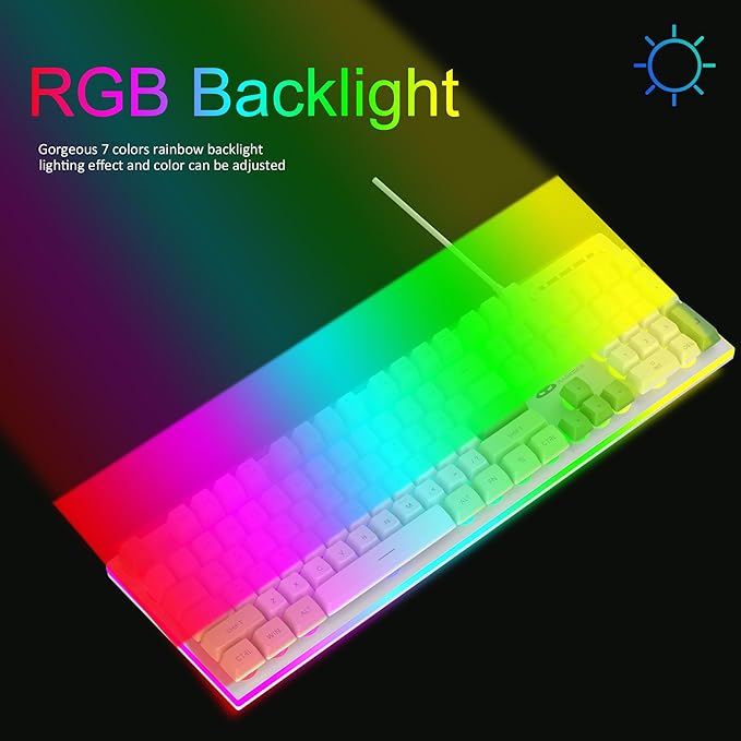MageGee GT838 Gaming Keyboard and Mouse Combo, 104 Keys RGB Backlit Quiet Wired Keyboards with Number Pad, Metal Panel, Anti-Ghosting, Keyboards Set for Desktop, Laptop, PC, Green