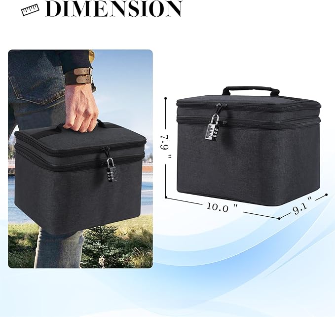 Hard Drive Case,14 -Bay Protective Storage Bag for 3.5" HDD, Large Capacity Storage Box with Lock,Portable External Hard Drive Carrying Case,Movable Grid and Shockproof(Bag only)