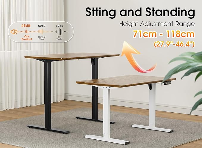 330 lbs Capacity Dual Motor Electric Standing Desk Frame, Height Adjustable Sit Stand up Desk Legs Base Workstation, Anti-Collision Function, 2 Hooks, White Frame Only