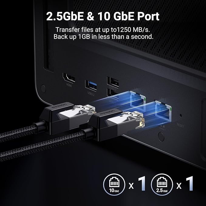UGREEN NAS DXP6800 Plus 6-Bay Desktop NAS, Intel i3 1215u 6-Core CPU, 8GB DDR5 RAM, 128G SSD, 1x 10GbE and 1x 2.5GbE LAN Port, 2X M.2 NVMe Slots, 4K HDMI, Network Attached Storage (Diskless)