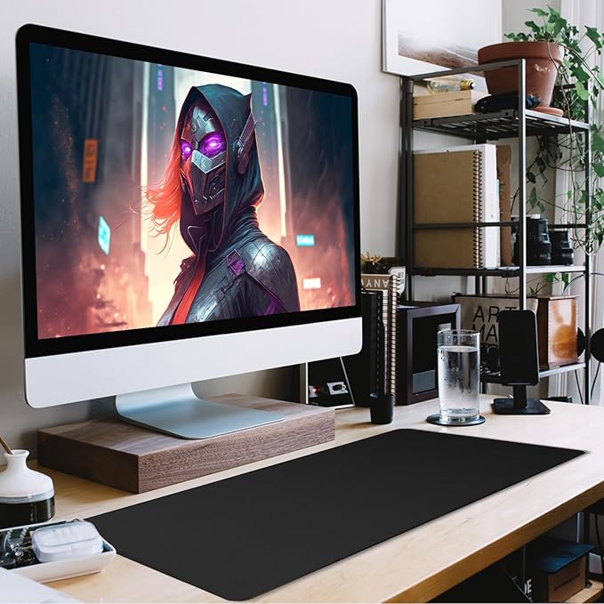 Large Gaming Mouse Pad with Extended Stitched Edges, (31.5X15.7 Inch) Durable Non-Slip Natural Rubber Base, Waterproof Keyboard Computer Mousepad for Esports Pros/Gamer/Desktop/Office/Home, Black