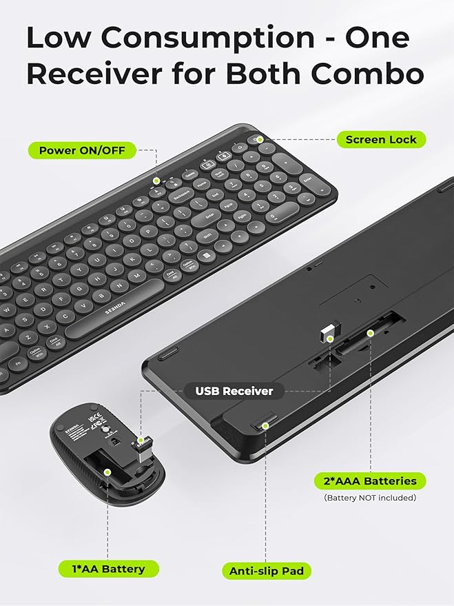 seenda Bluetooth Keyboard and Mouse for iPad, CTU-301 Wireless Multi-Device Connection Bluetooth+2.4G Keyboard Mouse Combo with Tablet Holder for iPad/MacBook/Windows, iOS/Andriod/Phone, Black